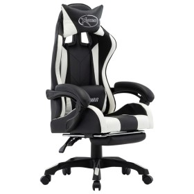 Silla gaming con reposapiés cuero sintético blanco y negro de vidaXL, Sillas de oficina - Ref: Foro24-287991, Precio: 179,50 ...