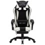 Silla gaming con reposapiés cuero sintético blanco y negro de vidaXL, Sillas de oficina - Ref: Foro24-287991, Precio: 179,50 ...