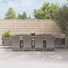 Garten-Essgruppe 11-teilig und graue synthetische Rattankissen von vidaXL, Gartensets - Ref: Foro24-3187387, Preis: 879,09 €,...