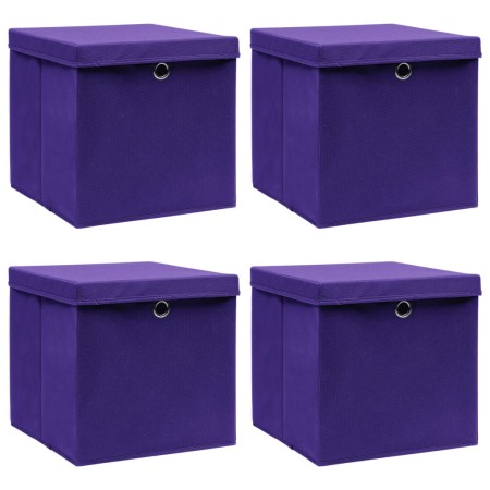 Cajas de almacenaje con tapas 4 uds tela morado 32x32x32 cm de vidaXL, Cestas para almacenaje - Ref: Foro24-288354, Precio: 3...