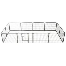 Corral para perros 12 paneles de acero 80x60 cm negro de vidaXL, Casetas y cercados para perros - Ref: Foro24-170573, Precio:...