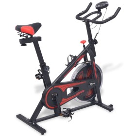 Bicicleta estática con sensores de pulso negra y roja de vidaXL, Bicicletas estáticas - Ref: Foro24-91190, Precio: 245,15 €, ...