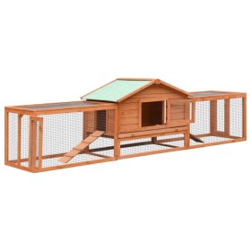 Solid wood rabbit hutch made of pine and fir, 310x70x87 cm by vidaXL, Cages and habitats for small animals - Ref: Foro24-1706...