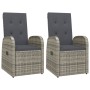 Reclining garden chairs and cushions 2 units gray PE rattan by vidaXL, Garden chairs - Ref: Foro24-47676, Price: 308,07 €, Di...