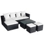 Set muebles de jardín 4 piezas y cojines ratán sintético negro de vidaXL, Conjuntos de jardín - Ref: Foro24-42586, Precio: 37...