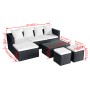 Set muebles de jardín 4 piezas y cojines ratán sintético negro de vidaXL, Conjuntos de jardín - Ref: Foro24-42586, Precio: 37...