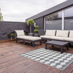 Esschert Design Alfombra de exterior 180x121 cm gris y blanco OC24 de Esschert Design, Protectores para exterior - Ref: Foro2...