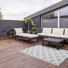 Esschert Design Alfombra de exterior 180x121 cm gris y blanco OC25 de Esschert Design, Protectores para exterior - Ref: Foro2...