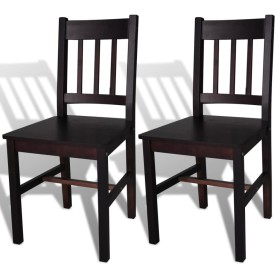 Sillas de comedor 2 unidades madera de pino marrón oscuro de vidaXL, Sillas de comedor - Ref: Foro24-241516, Precio: 115,19 €...