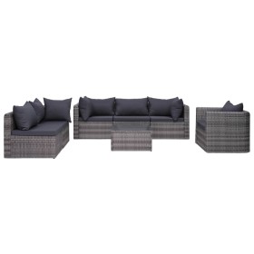 7-teiliges Gartensofa-Set und graue synthetische Rattankissen von vidaXL, Gartensets - Ref: Foro24-44158, Preis: 691,41 €, Ra...