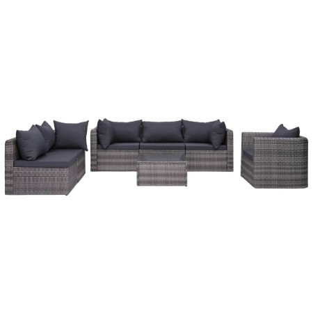 7-teiliges Gartensofa-Set und graue synthetische Rattankissen von vidaXL, Gartensets - Ref: Foro24-44158, Preis: 648,99 €, Ra...