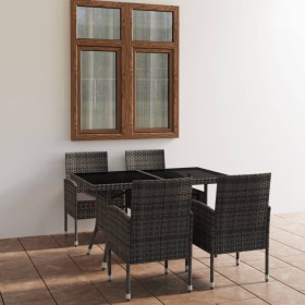 Set comedor jardín 5 pzas ratán sintético gris antracita y gris de vidaXL, Conjuntos de jardín - Ref: Foro24-3059418, Precio:...