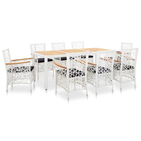 9-Piece White Synthetic Rattan Garden Dining Set by vidaXL, Garden sets - Ref: Foro24-45996, Price: 652,99 €, Discount: %