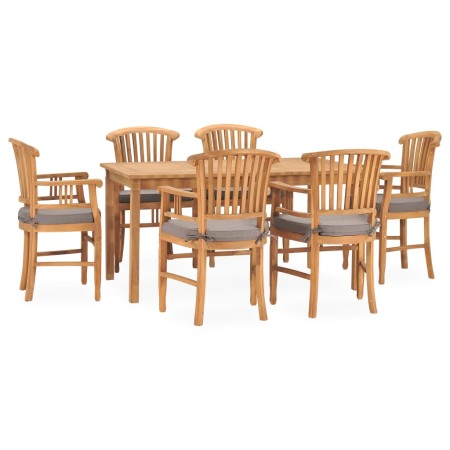 7-piece solid teak garden dining set with cushions by vidaXL, Garden sets - Ref: Foro24-3060027, Price: 1,00 €, Discount: %