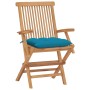 Garden chairs 4 pcs teak wood with light blue cushions by vidaXL, Garden chairs - Ref: Foro24-3065636, Price: 364,59 €, Disco...