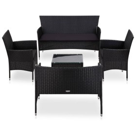 Garden furniture set, 5 pieces, with black synthetic rattan cushions. by vidaXL, Garden sets - Ref: Foro24-45895, Price: 241,...