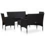 Set muebles de jardín 5 piezas y cojines ratán sintético negro de vidaXL, Conjuntos de jardín - Ref: Foro24-45895, Precio: 24...