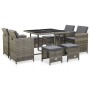 Garden dining set 9 pieces and gray synthetic rattan cushions by vidaXL, Garden sets - Ref: Foro24-46536, Price: 514,35 €, Di...