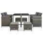 Set de comedor de jardín 9 pzas y cojines ratán sintético gris de vidaXL, Conjuntos de jardín - Ref: Foro24-46536, Precio: 51...