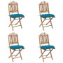 Folding garden dining set with cushions 5 pieces bamboo by vidaXL, Garden sets - Ref: Foro24-3063979, Price: 254,28 €, Discou...