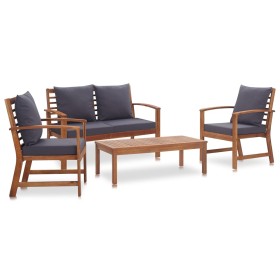 4-piece garden furniture with solid acacia wood cushions by vidaXL, Garden sets - Ref: Foro24-47284, Price: 399,75 €, Discoun...