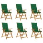 Folding garden chairs 6 pcs solid acacia wood and cushions by vidaXL, Garden chairs - Ref: Foro24-3064139, Price: 471,99 €, D...