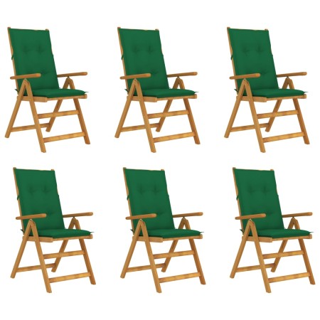 Folding garden chairs 6 pcs solid acacia wood and cushions by vidaXL, Garden chairs - Ref: Foro24-3064139, Price: 471,99 €, D...