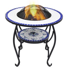 vidaXl Brasero de mosaico cerámica azul y blanco 68 cm de vidaXL, Chimeneas - Ref: Foro24-46724, Precio: 89,53 €, Descuento: %