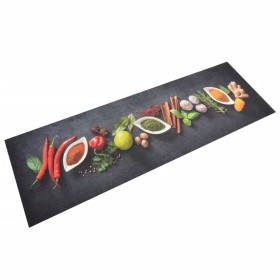 Alfombra de cocina lavable terciopelo dibujo especias 60x180 cm de vidaXL, Felpudos - Ref: Foro24-136541, Precio: 29,99 €, De...