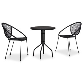 3-piece garden table and chairs set in black PVC rattan by vidaXL, Garden sets - Ref: Foro24-48567, Price: 251,15 €, Discount: %