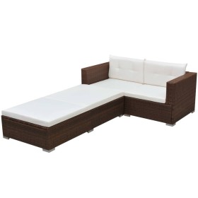 3-piece garden furniture set and brown synthetic rattan cushions by vidaXL, Garden sets - Ref: Foro24-42747, Price: 297,26 €,...