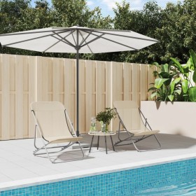 Folding beach chair 2 pcs cream textilene coated steel by vidaXL, Loungers - Ref: Foro24-360192, Price: 57,64 €, Discount: %