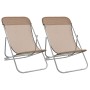 Silla de playa plegable 2 uds acero recubierto textilene taupe de vidaXL, Tumbonas - Ref: Foro24-360193, Precio: 56,88 €, Des...