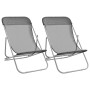 Folding beach chairs 2 pcs gray textilene coated steel by vidaXL, Loungers - Ref: Foro24-360190, Price: 54,01 €, Discount: %