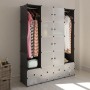 vidaXl Modularer Kleiderschrank 18 Fächer Schwarz und Weiß 37x146x180,5cm von vidaXL, Kleiderschränke - Ref: Foro24-240501, P...