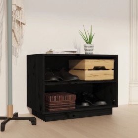 Solid black pine wood shoe cabinet 60x34x45 cm by vidaXL, Shoe racks and shoe organizers - Ref: Foro24-813549, Price: 33,99 €...