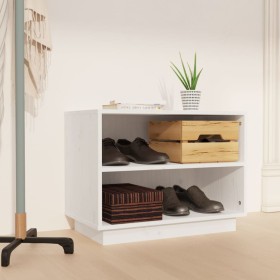 Solid white pine wood shoe cabinet 60x34x45 cm by vidaXL, Shoe racks and shoe organizers - Ref: Foro24-813546, Price: 39,80 €...