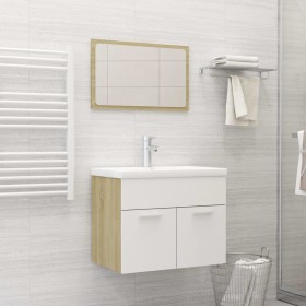 2-piece bathroom furniture set in white and oak plywood by vidaXL, Bathroom furniture - Ref: Foro24-804787, Price: 53,63 €, D...