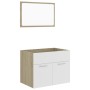 2-piece bathroom furniture set in white and oak plywood by vidaXL, Bathroom furniture - Ref: Foro24-804787, Price: 53,99 €, D...