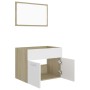 Set de muebles baño 2 pzas madera contrachapada blanco y roble de vidaXL, Muebles de baño - Ref: Foro24-804787, Precio: 53,99...