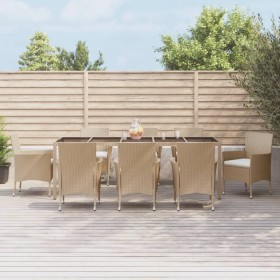 9-teiliges Garten-Esszimmer-Set mit Kissen synthetisches Rattan beige von vidaXL, Gartensets - Ref: Foro24-3187354, Preis: 76...