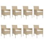 Set comedor de jardín 9 pzas con cojines ratán sintético beige de vidaXL, Conjuntos de jardín - Ref: Foro24-3187354, Precio: ...