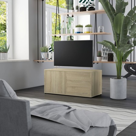 TV stand made of plywood in oak color, measuring 80x34x36 cm. by vidaXL, TV Furniture - Ref: Foro24-801853, Price: 47,94 €, D...