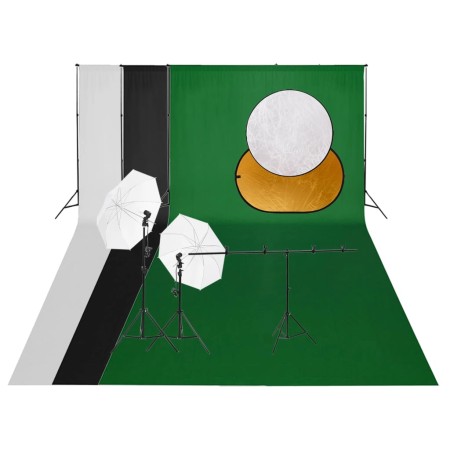 Photo studio kit with light set, background and reflector by vidaXL, Flashes and studio lighting - Ref: Foro24-3143936, Price...