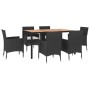 Set de comedor de jardín 7 pzas y cojines ratán sintético negro de vidaXL, Conjuntos de jardín - Ref: Foro24-3187391, Precio:...