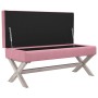 Taburete con almacenaje terciopelo rosa 110x45x49 cm de vidaXL, Bancos para recibidores y almacenamiento - Ref: Foro24-344527...