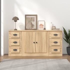 Sideboards 3 Stück Sonoma-Eichensperrholz von vidaXL, Sideboards - Ref: Foro24-3185234, Preis: 189,99 €, Rabatt: %