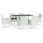 Set comedor de jardín 7 pzas con cojines ratán sintético blanco de vidaXL, Conjuntos de jardín - Ref: Foro24-3187343, Precio:...