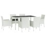 Set comedor de jardín 7 pzas con cojines ratán sintético blanco de vidaXL, Conjuntos de jardín - Ref: Foro24-3187343, Precio:...