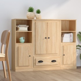 Tall highboard 3 pieces plywood oak Sonoma by vidaXL, Sideboards - Ref: Foro24-3185322, Price: 212,79 €, Discount: %